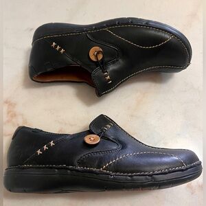 Clarks Unstructured Womens Loafer Brown Leather Slip On Comfort Shoe 8.5 READ